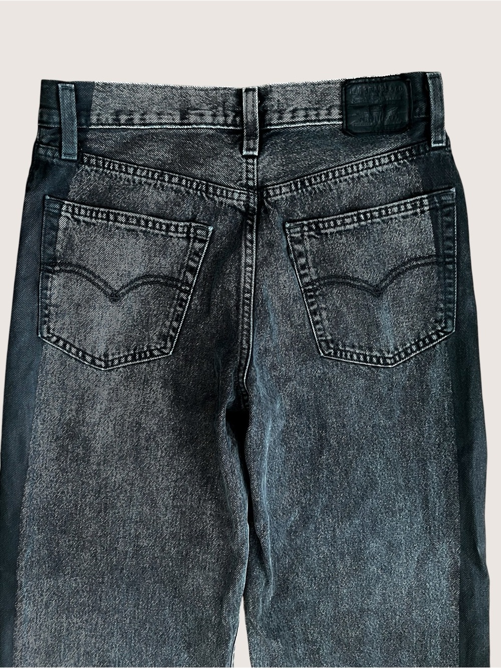 Baggy Dad Two Tone Charcoal Black Wide Leg Jeans - Size 27 - Picture 6 of 14